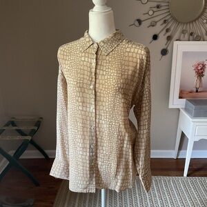 Elegant Beige Crocodile Pattern Blouse
